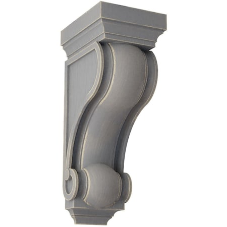 Ekena Millwork 6"W x 7 1/2"D x 16"H Devon Traditional Wood Vintage Decor Corbel, Pebble Grey CORWD06X08X16DEPG